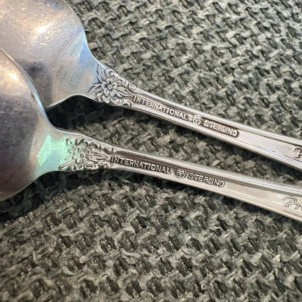 SET TWO International Sterling Silver Prelude Demitasse Spoon 4.25